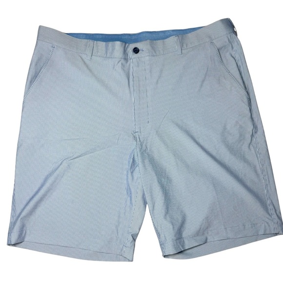 Greg Norman Performance Stretch Shorts Size 40 Blue Pinstripe - Picture 2 of 6